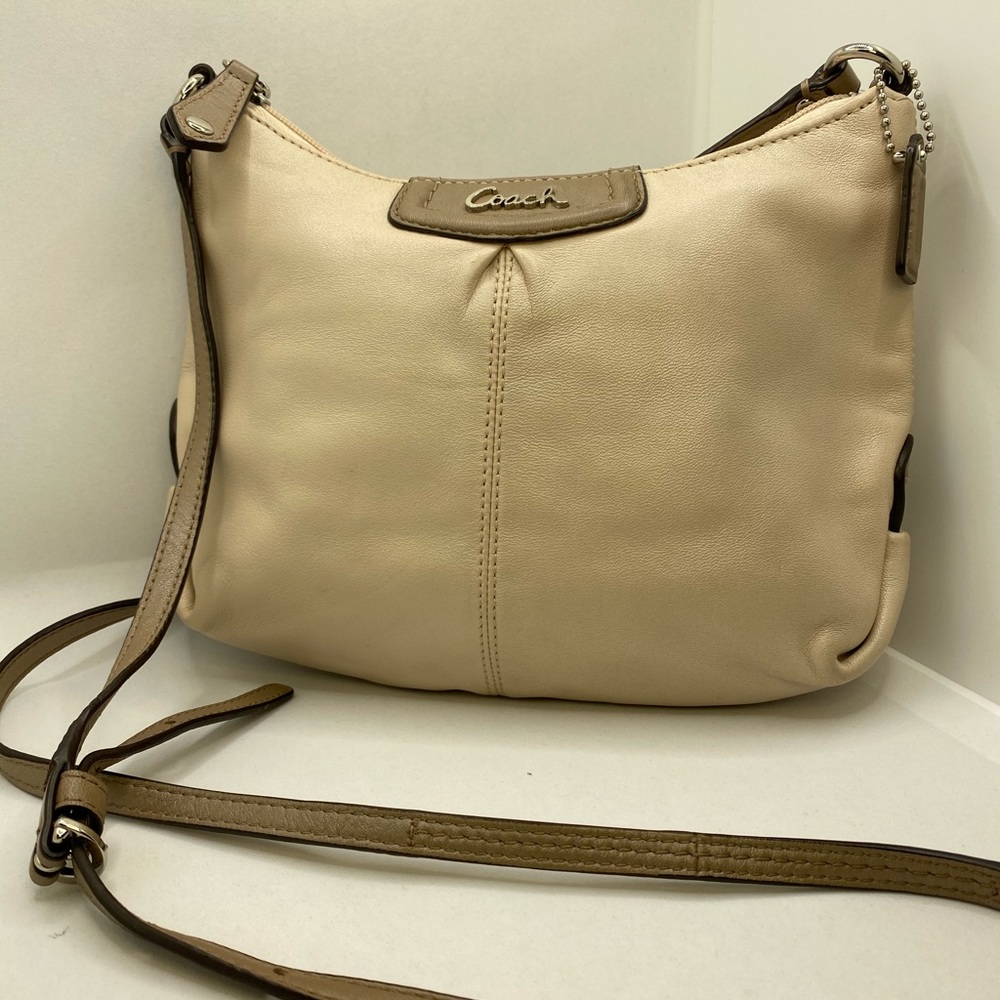 Beige and Tan COACH Crossbody Bag